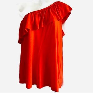 Old Navy | Orange Jersey Soft | Sleeveless One-Shoulder Ruffle Top | Sz Small